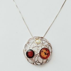 Midwest Amber Sterling Silver Pendant Necklace